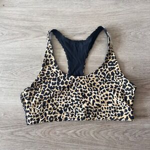 Outdoor Voices Doing Things Bra Brown Leopard Animal Print Racerback TechSweat